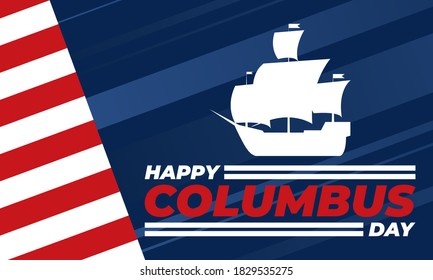 Alles Gute zum Columbus-Tag! Nationalfeiertag in den Vereinigten Staaten im Oktober. Poster, Banner, Hintergrund-Design. Vektorgrafik EPS10.