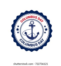 Happy Columbus Day National Usa Holiday Greeting Card Icon Isolated Flat Vector Illustration