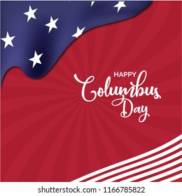 Happy columbus day poster, banner and greeting card design with USA map on background. 