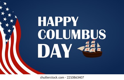 Happy Columbus Day Poster Blue Color Stock Vector (Royalty Free ...