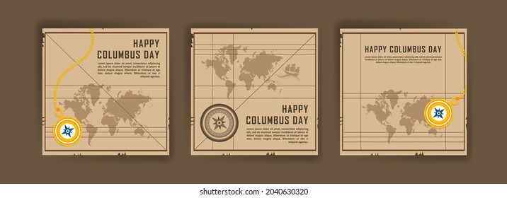 Happy Columbus Day. Social media post template for Columbus Day.