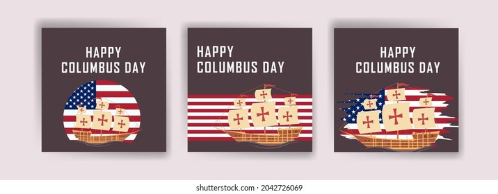 Happy Columbus Day. Social media post template for Columbus Day.