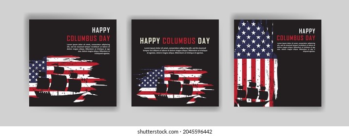 Happy Columbus Day. Social media post template for Columbus Day.
