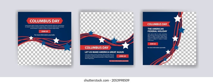 Happy Columbus Day. Social media post template for Columbus Day.