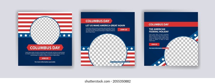 Happy Columbus Day. Social media post template for Columbus Day.