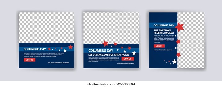 Happy Columbus Day. Social media post template for Columbus Day.