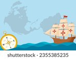 Happy columbus day template with copy space area. Illustration