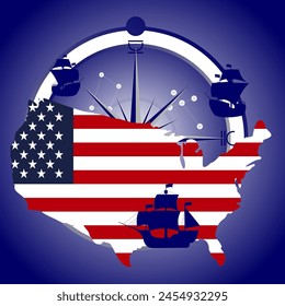 Happy Columbus Day, USA Background, Columbus Day Celebration with Columbus ship