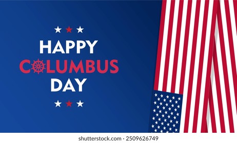 Happy Columbus Day, USA Background, Columbus Day Celebration with US flag, United States Holiday