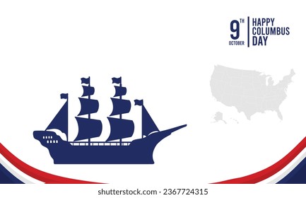 Happy Columbus Day Vector Background con espacio para copiar, perfecto para oficina, empresa, escuela, medios sociales, publicidad, impresión y más