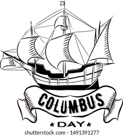 happy columbus day vector drawing
