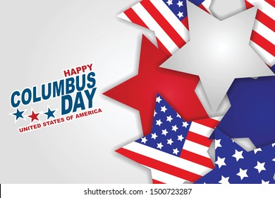Happy Columbus Day vector illustration. American flag inside scattered stars. USA national holidat design concept.
