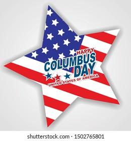 Happy Columbus Day vector illustration. American flag inside a star shape on a white isolated background. USA national holiday design concept.