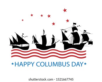 Happy Columbus Day. Vector illustration on a white background. Great holiday gift card.