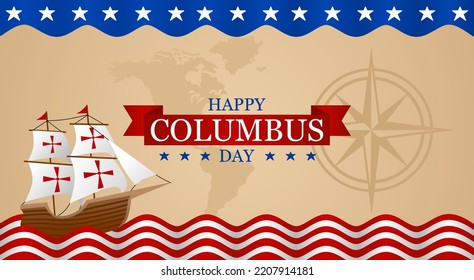 Happy Columbus Day vector illustration. Suitable for Poster, Banners, background and greeting card.