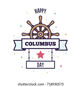 Happy Columbus Day. Vector illustration of a helm.