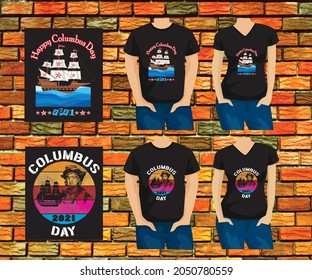 Happy Columbus Day Vintage Bundle T shirt Design