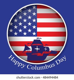 HAPPY COLUMBUS DAY.POSTER UNITED STATES AMERICA FLAG.