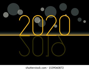 Happy coming New Year 2020 vector illustration. Inscription 2020 on a black gold background. New Year number 2019 2020. Old year 2019 and coming New Year 2020