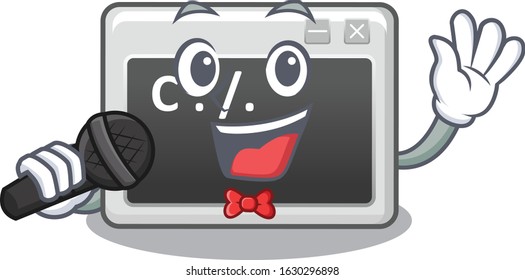 Happy command window singing on a microphone