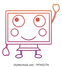 happy computer monitor kawaii icon image 