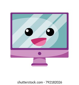 happy computer screen kawaii cartoon