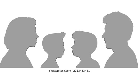 Happy concept family silhouettes illustration