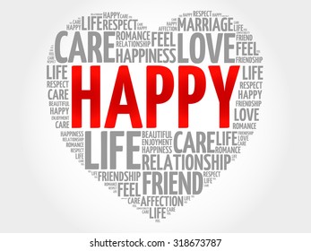 Happy concept heart word cloud