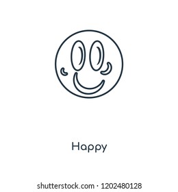 Happy concept line icon. Linear Happy concept outline symbol design. This simple element illustration can be used for web and mobile UI/UX.