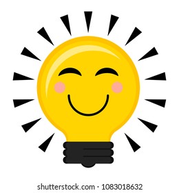 Happy conceptual lightbulb icon
