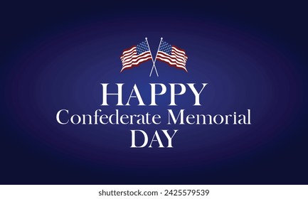 Happy Confederate Memorial Day Text With Flag And Blue Background Design svg