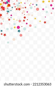 Happy Confetti Abstract Vector Transparent Background. Effect Shine Background. Carnival Starfall Banner. Falling Stars Decoration Texture.