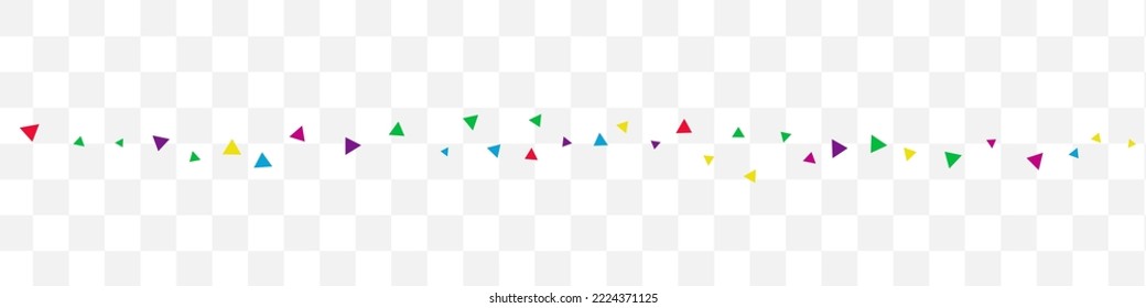 Happy Confetti Carnival Vector Transparent Panoramic Background. Decoration Shapes Design. Celebrate Geometric Backdrop. Rainbow Elements Invitation Card.