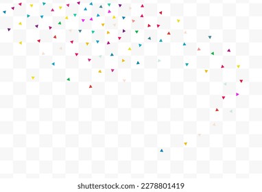 Happy Confetti Carnival Vector Transparent Background. Festive Shapes Texture. Abstract Triangle Backdrop. Color Elements Celebration Background.