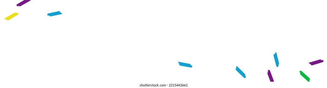 Happy Confetti Christmas Vector White Panoramic Background. Top Brush Backdrop. Decoration Dust Texture. Color Shavings Festive Design.