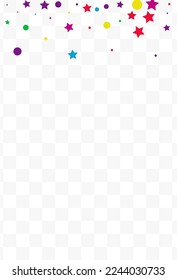 Happy Confetti Fun Vector Transparent Background. Decoration Circle and Star Texture. Flying Dot Illustration. Color Constellation Christmas Background.