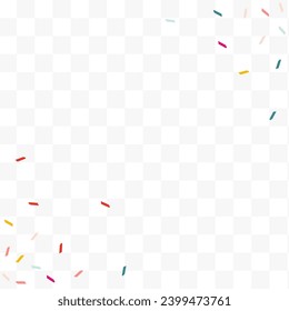 Happy Confetti Fun Vector Transparent Background. Christmas Shavings Illustration. Celebration Dust Wallpaper. Rainbow Smear Festive Background.