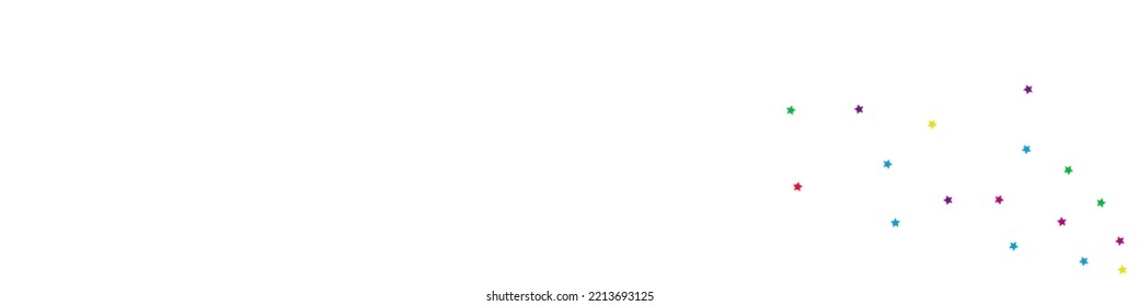 Happy Confetti Fun Vector White Panoramic Background. Carnaval Starfall Design. Independence Dust Backdrop. Color Rain Abstract Background.