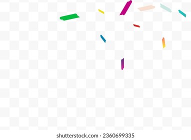 Happy Confetti Invitation Vector Transparent Background. Festive Smear Wallpaper. Christmas Brush Card. Color Dust Fun Texture.