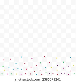 Happy Confetti Invitation Vector Transparent Background. Abstract Rain Invitation. Carnival Dust Illustration. Rainbow Starfall Festive Design.