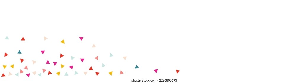 Feliz Invitación Confetti Vector Fondo Panorámico Blanco. Tarjeta Triángulo de Carnaval. Ilustración de formas de festival. Textura superior geométrica del arco iris.
