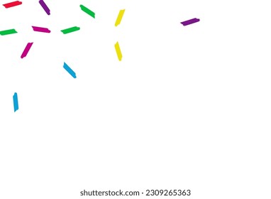 Happy Confetti Invitation Vector White Background. Decoration Smear Banner. Fun Dust Card. Color Shavings Carnival Pattern.