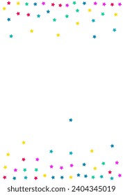 Happy Confetti Invitation Vector White Background. Festive Rain Background. Carnaval Starfall Card. Rainbow Constellation Carnival Design.