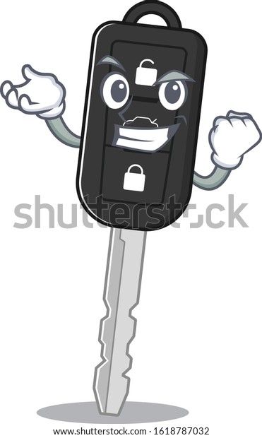 Happy confident Successful car key cartoon\
character style