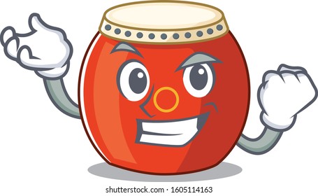 Happy confident Successful chinese drum cartoon character style