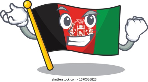 Happy confident Successful flag afghanistan Scroll cartoon character style