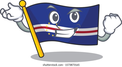 Happy confident Successful flag cape verde cartoon character style