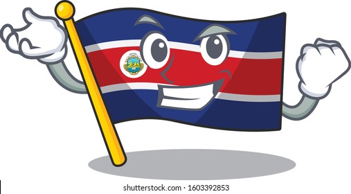 Happy confident Successful flag costa rica Scroll cartoon character style