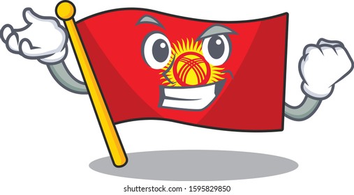 Happy confident Successful flag kyrgyzstan Scroll cartoon character style