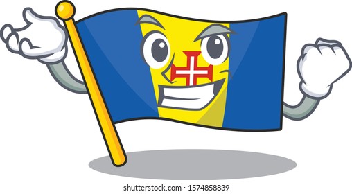 Happy confident Successful flag madeira cartoon character style